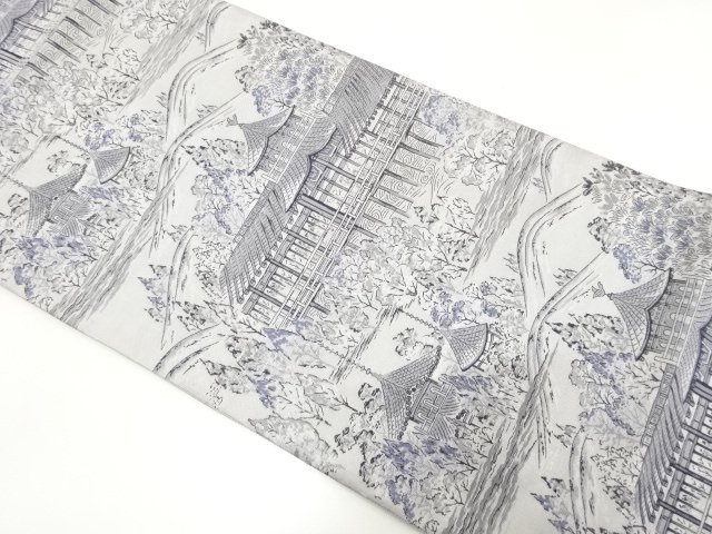 唐風景模様織り出し　全通袋帯
